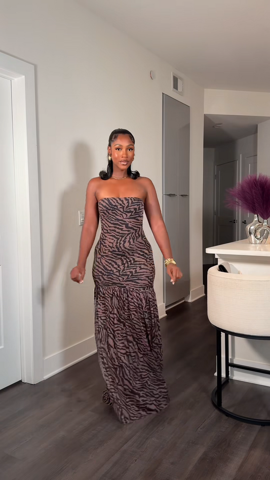 Sexy tube top printed dress