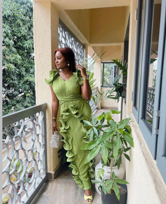 Pleated Ruffle Amanda Dress