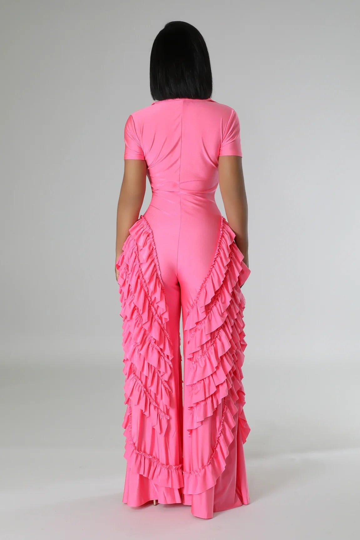 V-neck button jumpsuit