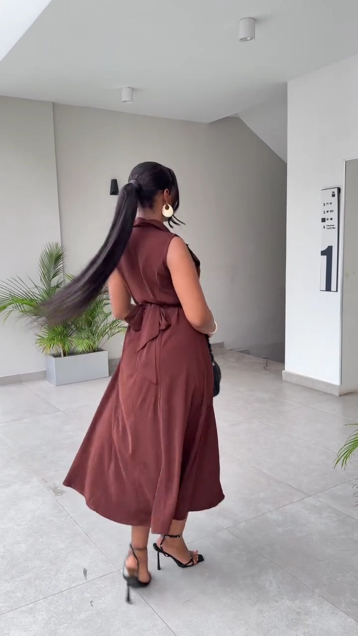 Flowy Tie Button Skirt