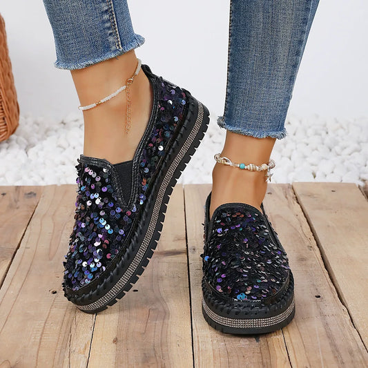 New Sequins Thick-Soled Slip-On Shoes