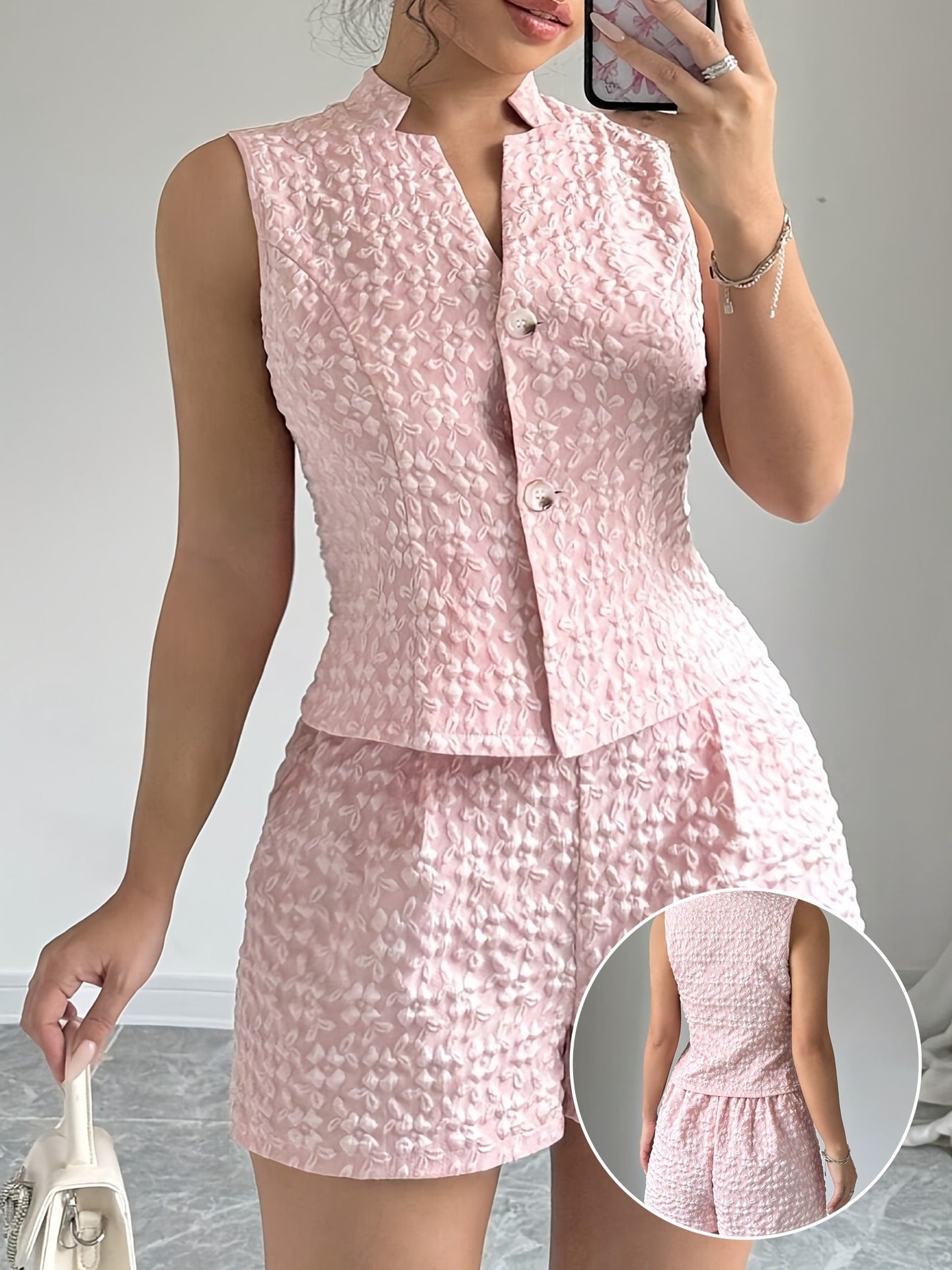 Elegant jacquard two-piece suit