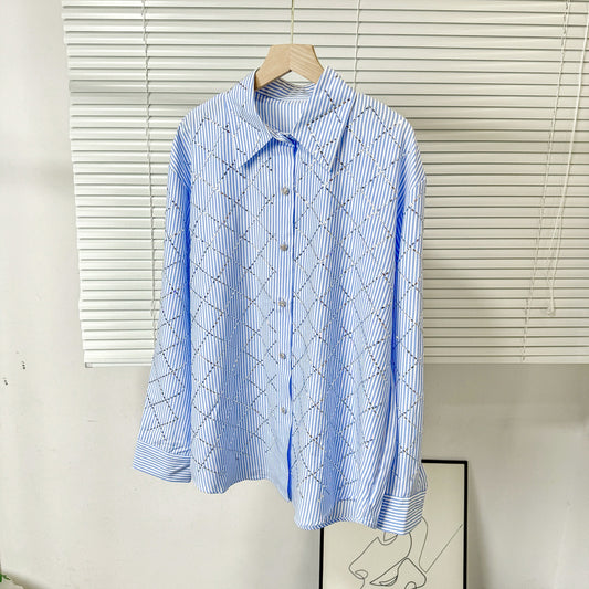 Elegant rhinestone quilted shirt