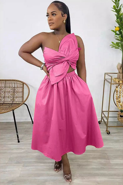 Irregular Design Ruched Cutout Sleeveless Midi Dresses