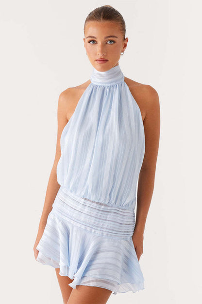 Sleeveless Halter Backless Dress