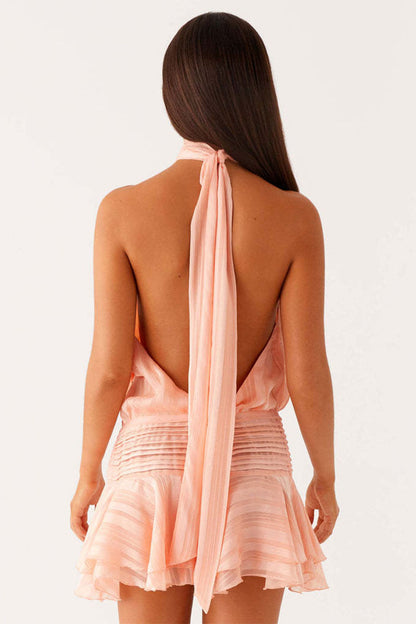 Sleeveless Halter Backless Dress