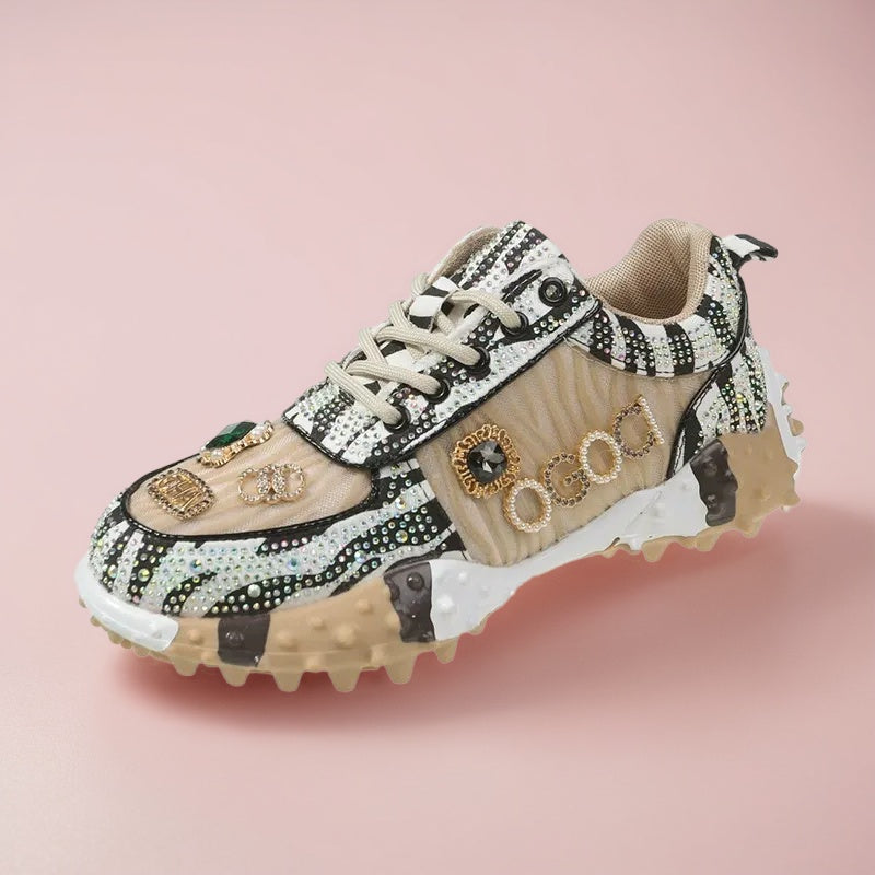 Women's Fashion Rhinestone Letter Sparkling Sneakers