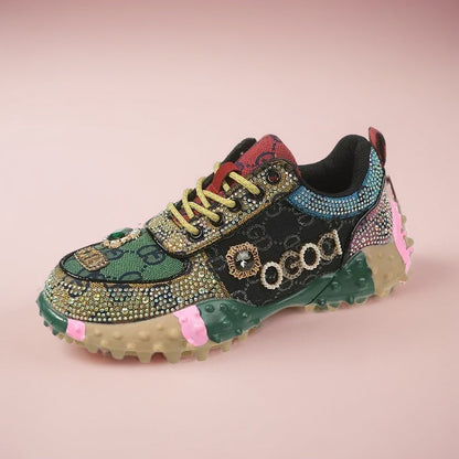 Women's Fashion Rhinestone Letter Sparkling Sneakers