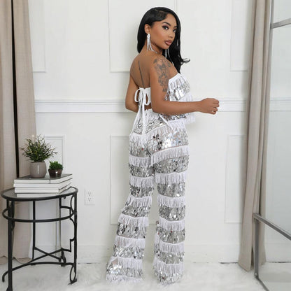 Sequined tassel two-piece set
