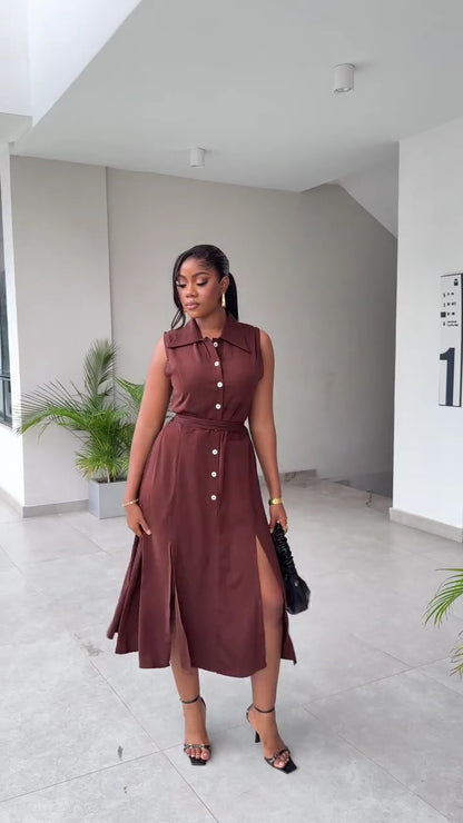 Flowy Tie Button Skirt