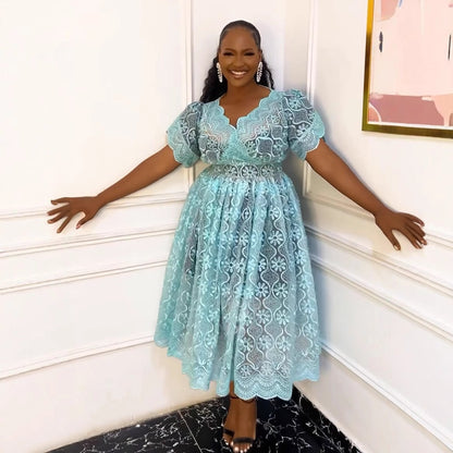 Floral Mesh Embroidered Dress