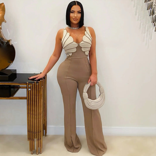 V-neck design jumpsuit