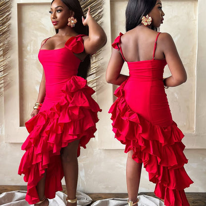 Irregular ruffle dress