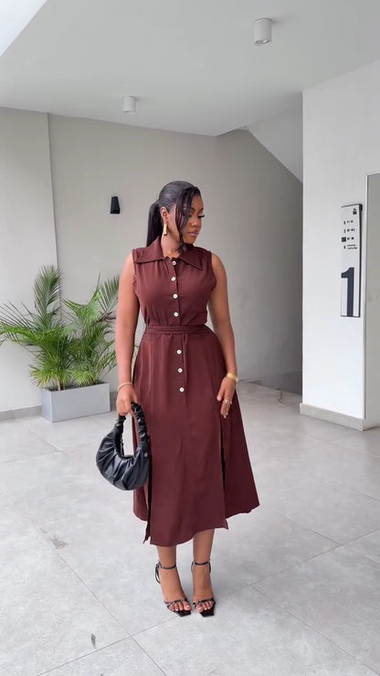 Flowy Tie Button Skirt