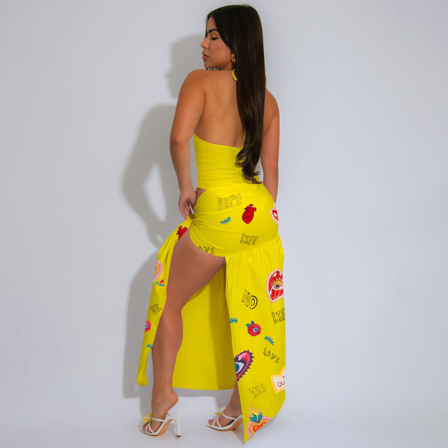 Personalized printed knotted dress