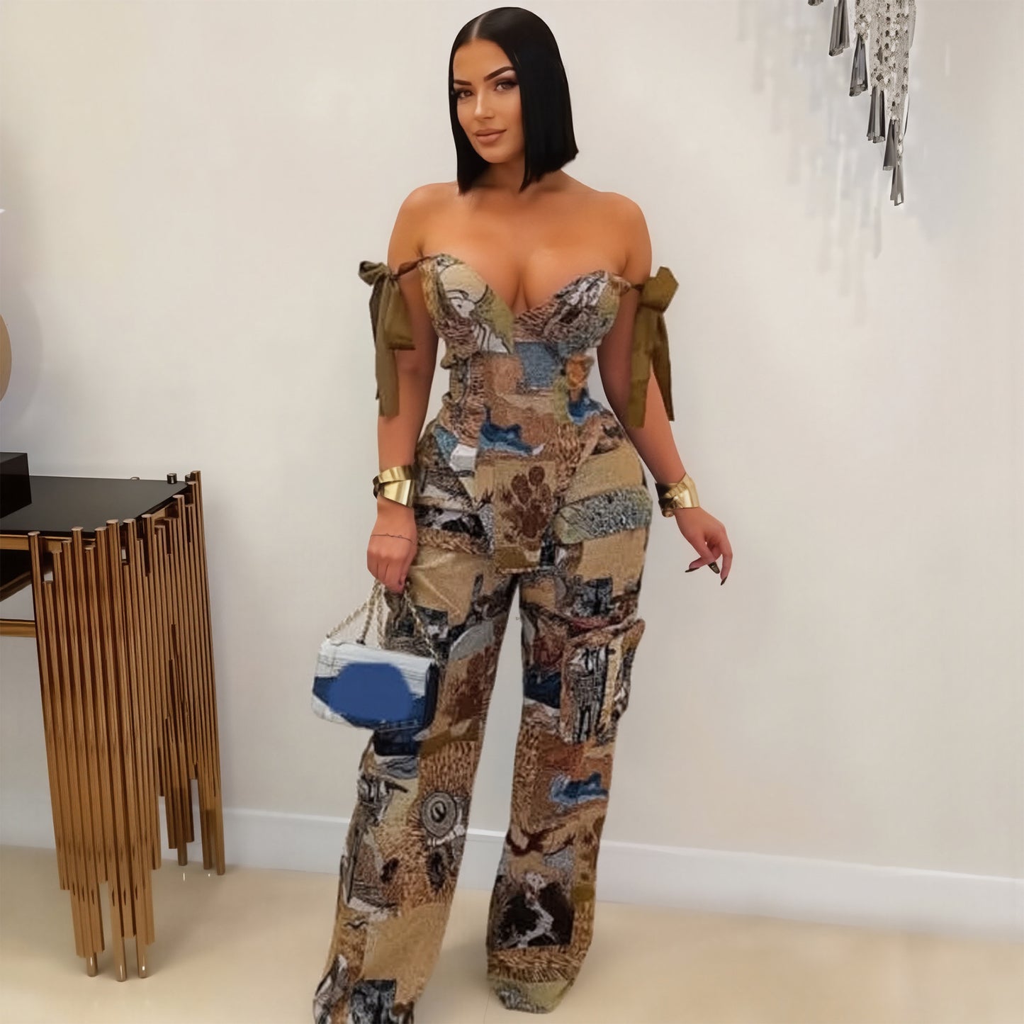 Tube Top & Suspender Pocket Pants Set