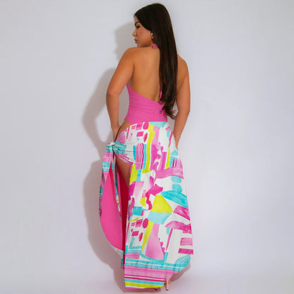 Personalized printed knotted dress