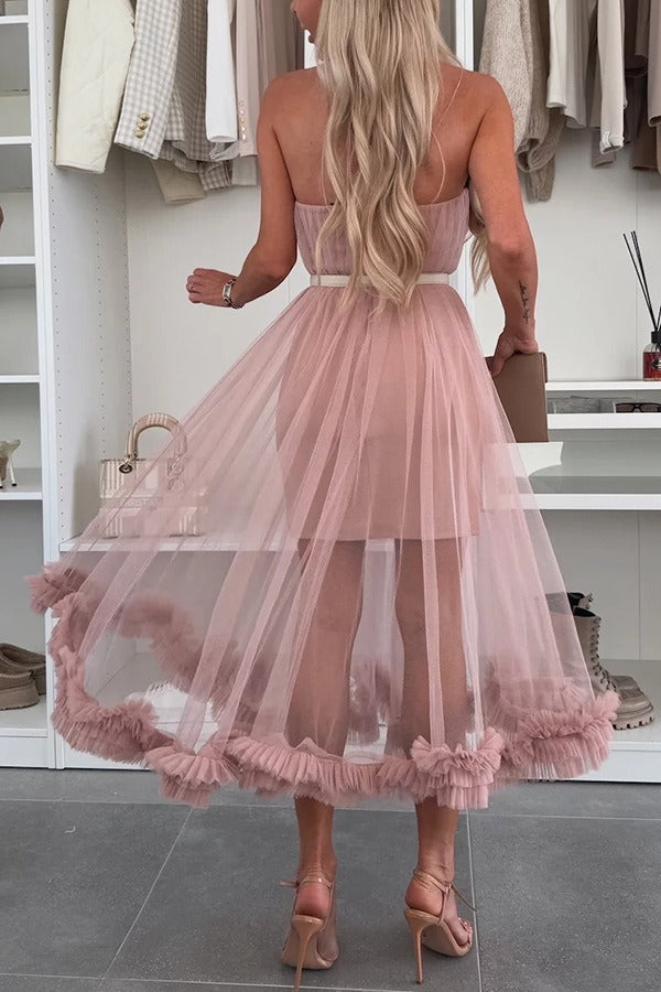 Wrap-around mesh dress