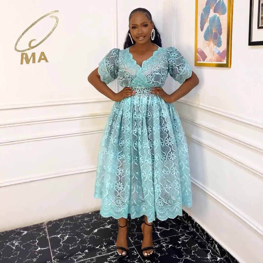 Floral Mesh Embroidered Dress