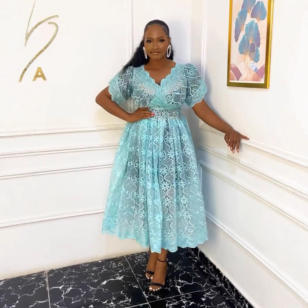 Floral Mesh Embroidered Dress