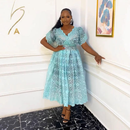 Floral Mesh Embroidered Dress