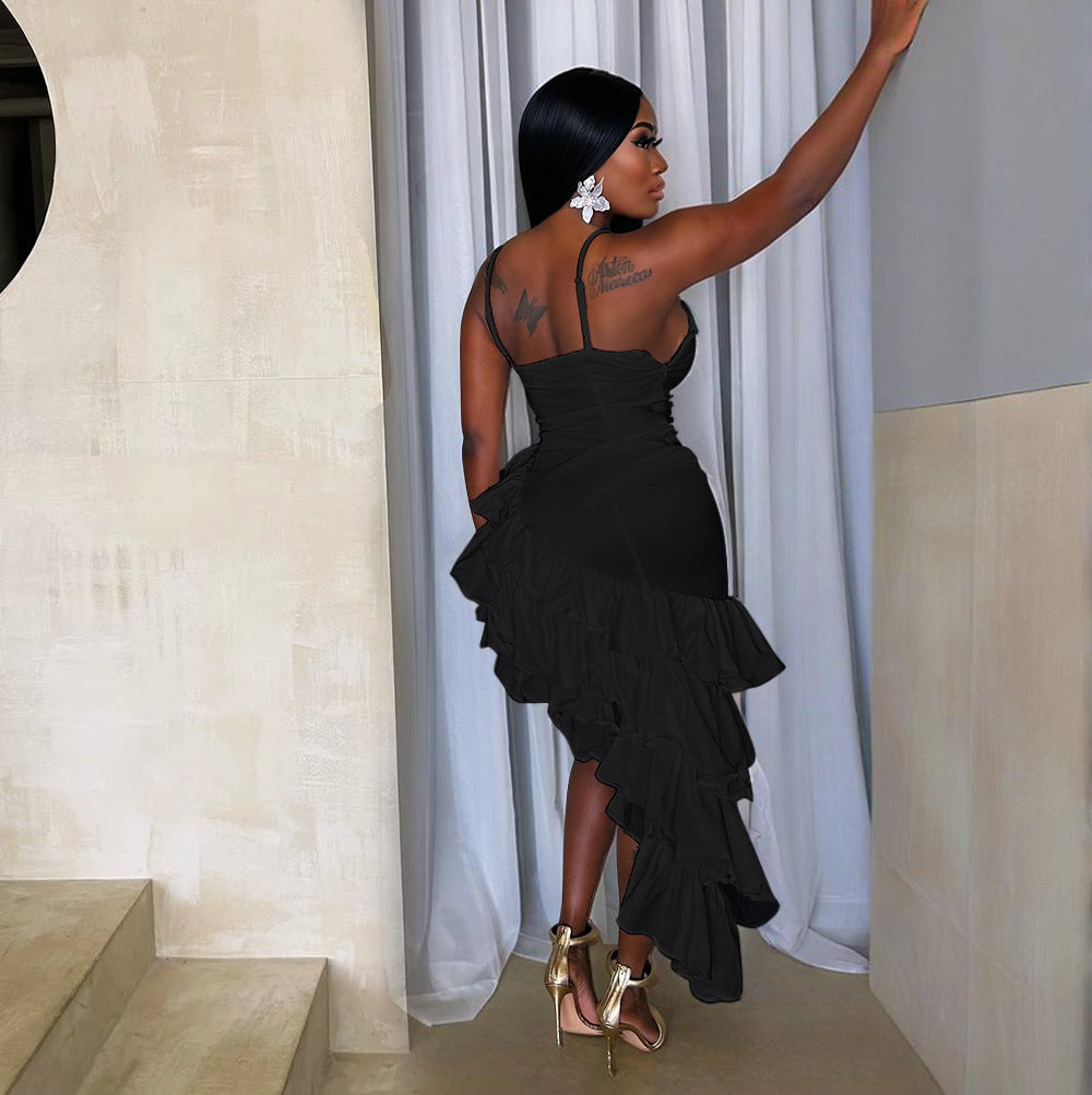 Irregular ruffle dress