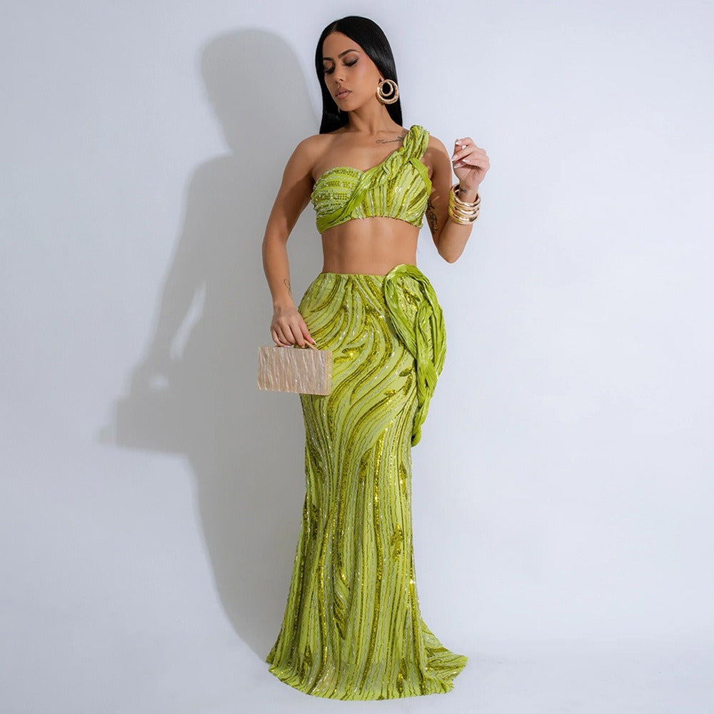 Sequined Elegant Dress Set