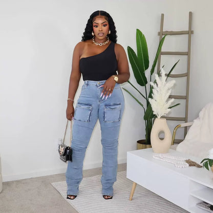 3D Multi-Pocket Stretch Jeans