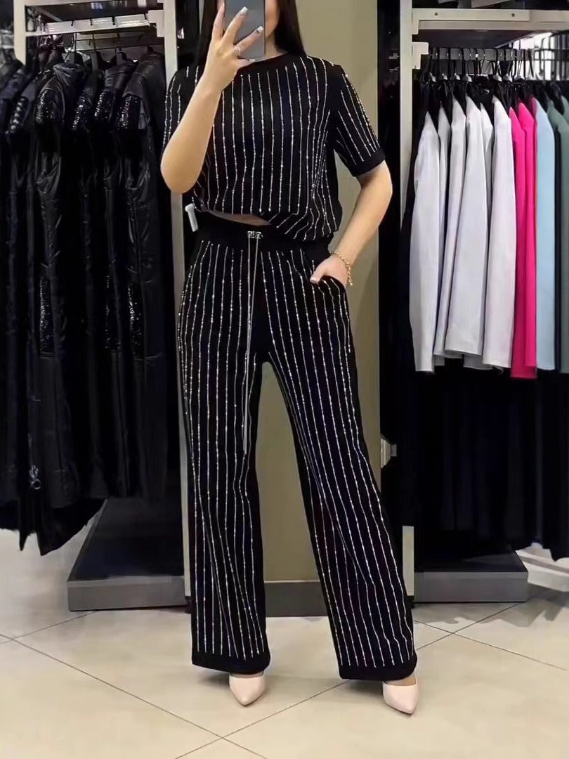 Diamond Short Sleeve Two-piece Suit