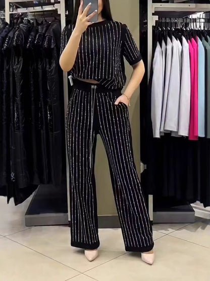 Diamond Short Sleeve Two-piece Suit