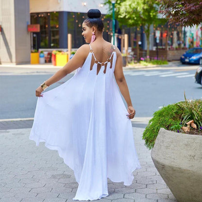 Solid color loose floor-length dress