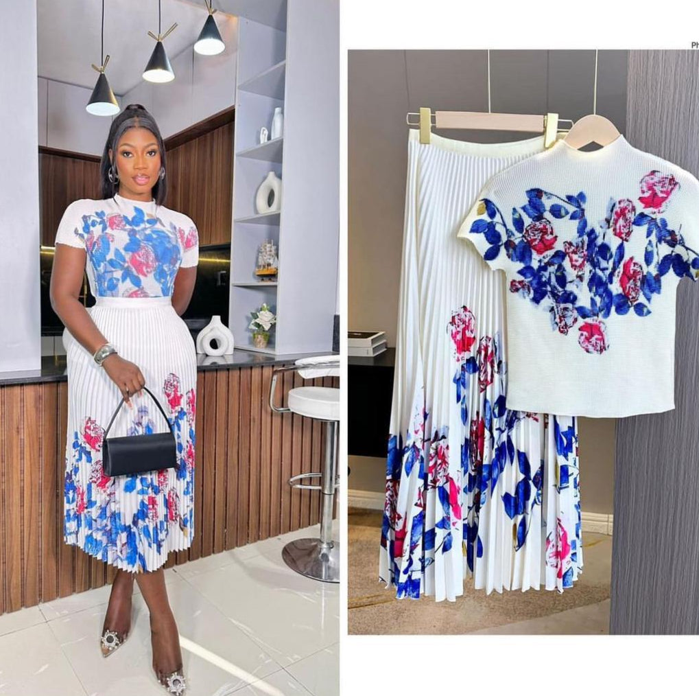 French Romantic Pleated Skirt Set