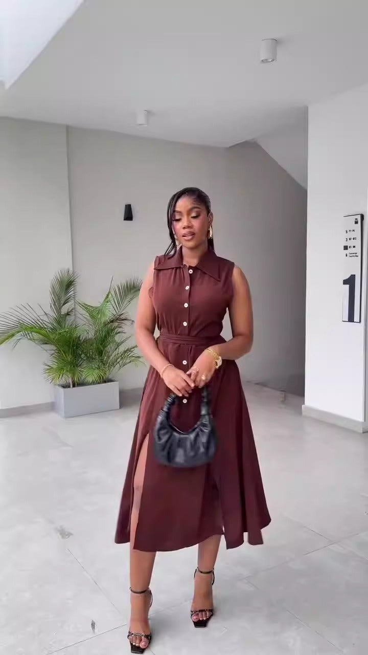 Flowy Tie Button Skirt