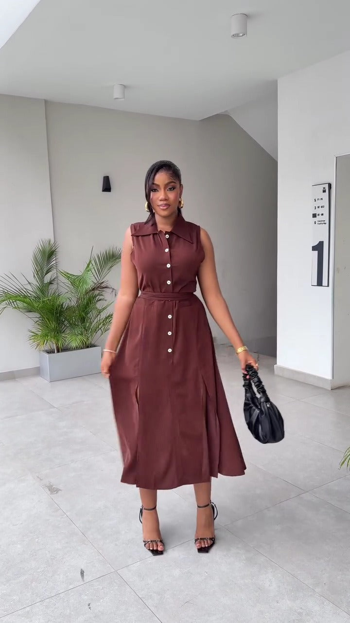 Flowy Tie Button Skirt