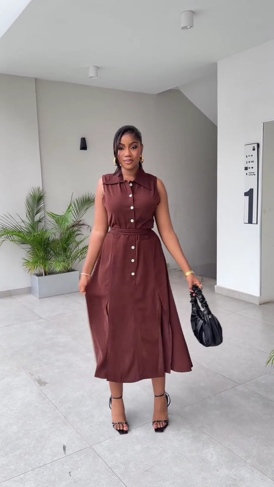 Flowy Tie Button Skirt