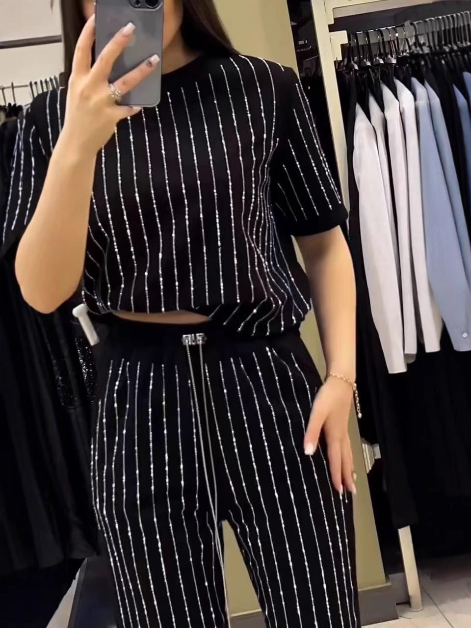 Diamond Short Sleeve Two-piece Suit