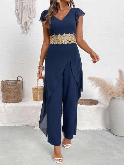 Elegant lace panel jumpsuit
