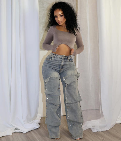 Button DIY Baggy Jeans