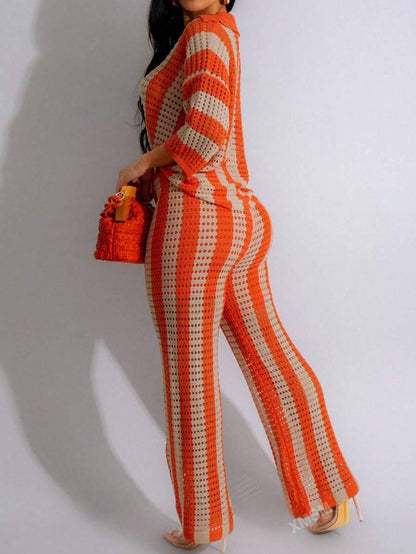 Loose collar knit Set