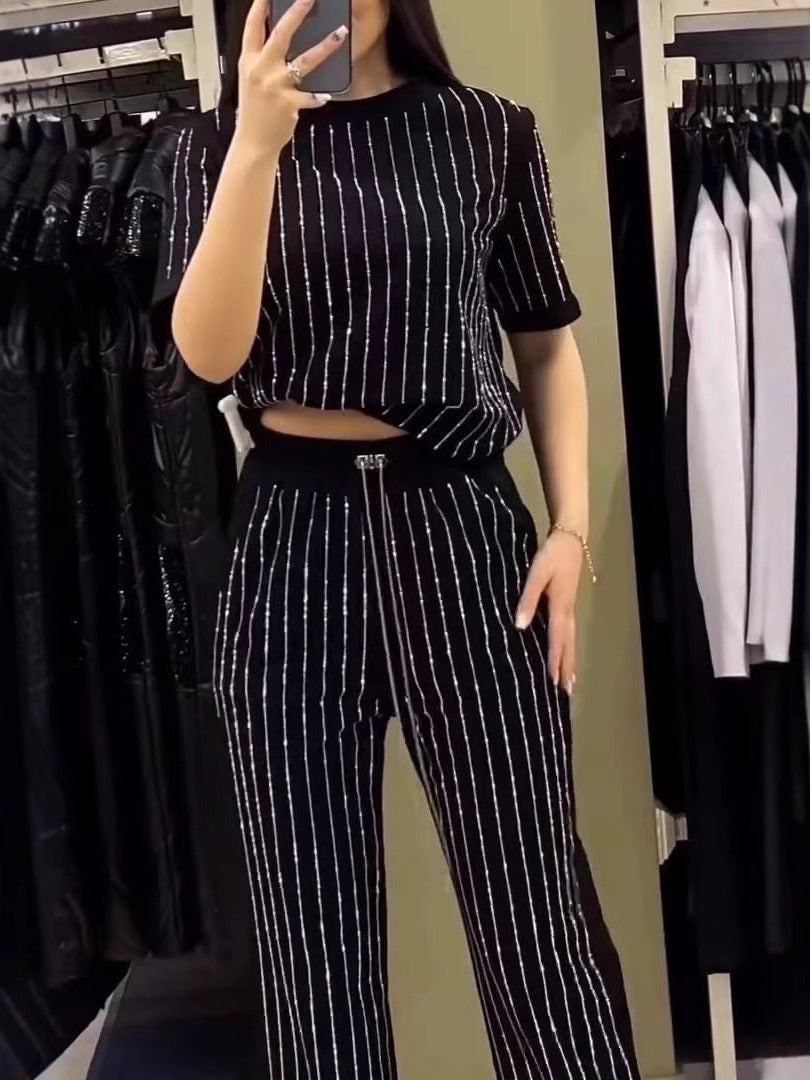 Diamond Short Sleeve Two-piece Suit