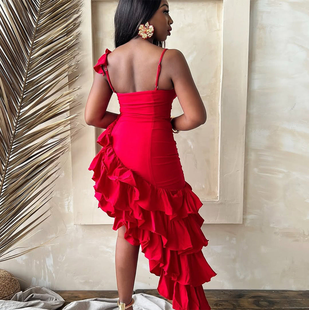 Irregular ruffle dress