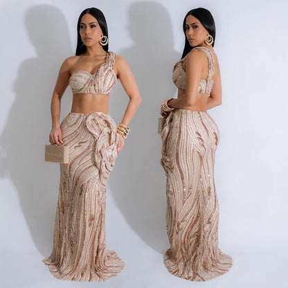 Sequined Elegant Dress Set