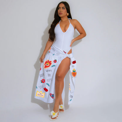 Personalized printed knotted dress