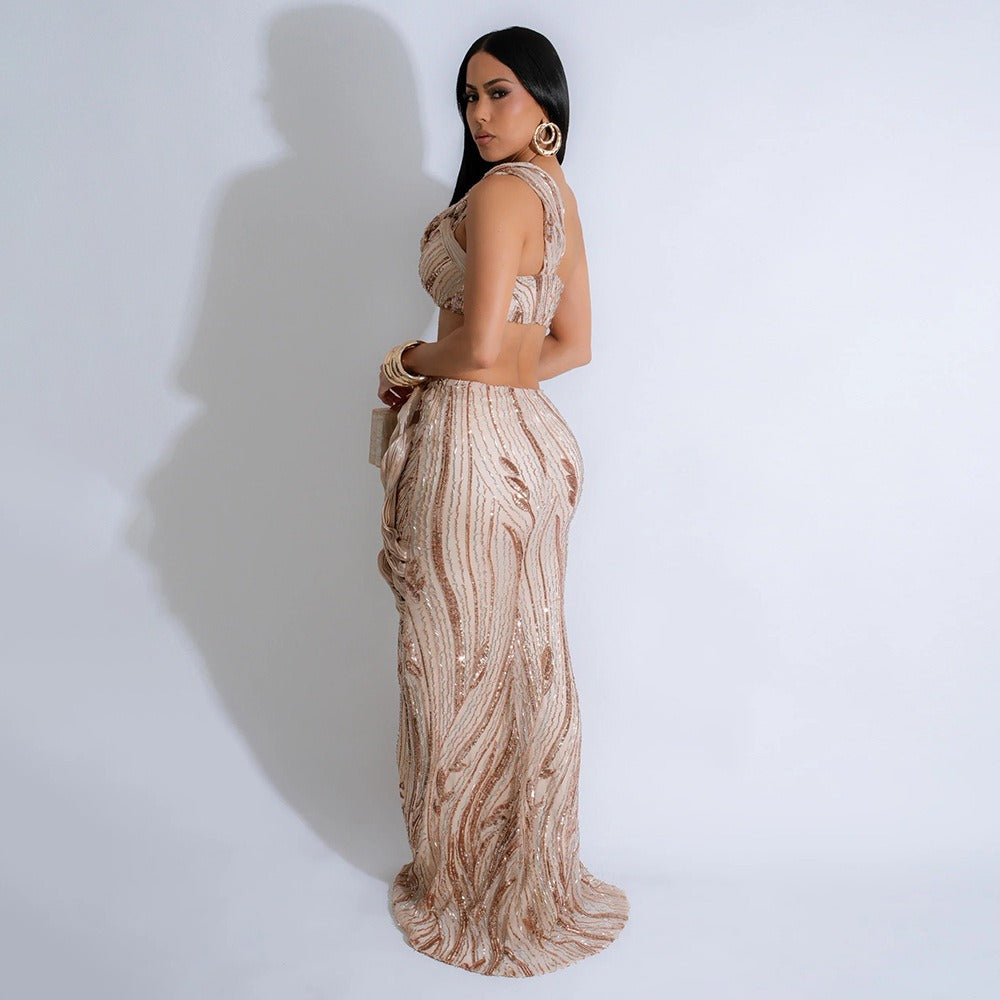 Sequined Elegant Dress Set