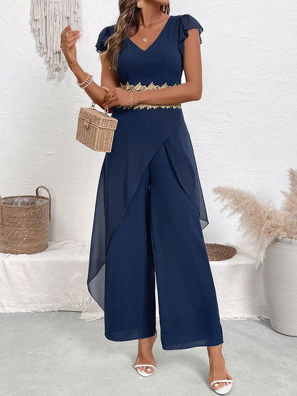 Elegant lace panel jumpsuit