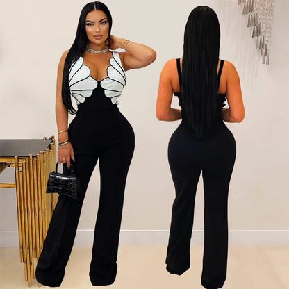 V-neck design jumpsuit