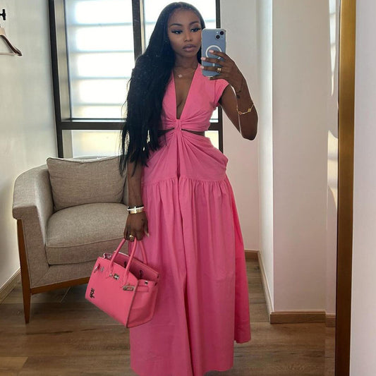 Waist-Baring Pink Dress