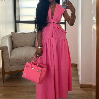 Waist-Baring Pink Dress