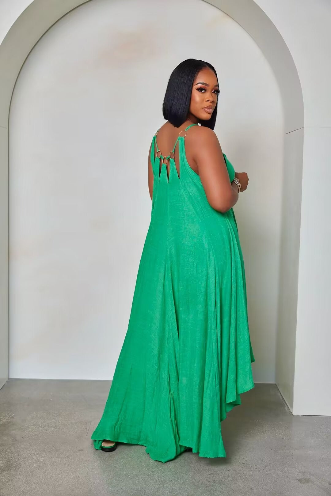 Solid color loose floor-length dress