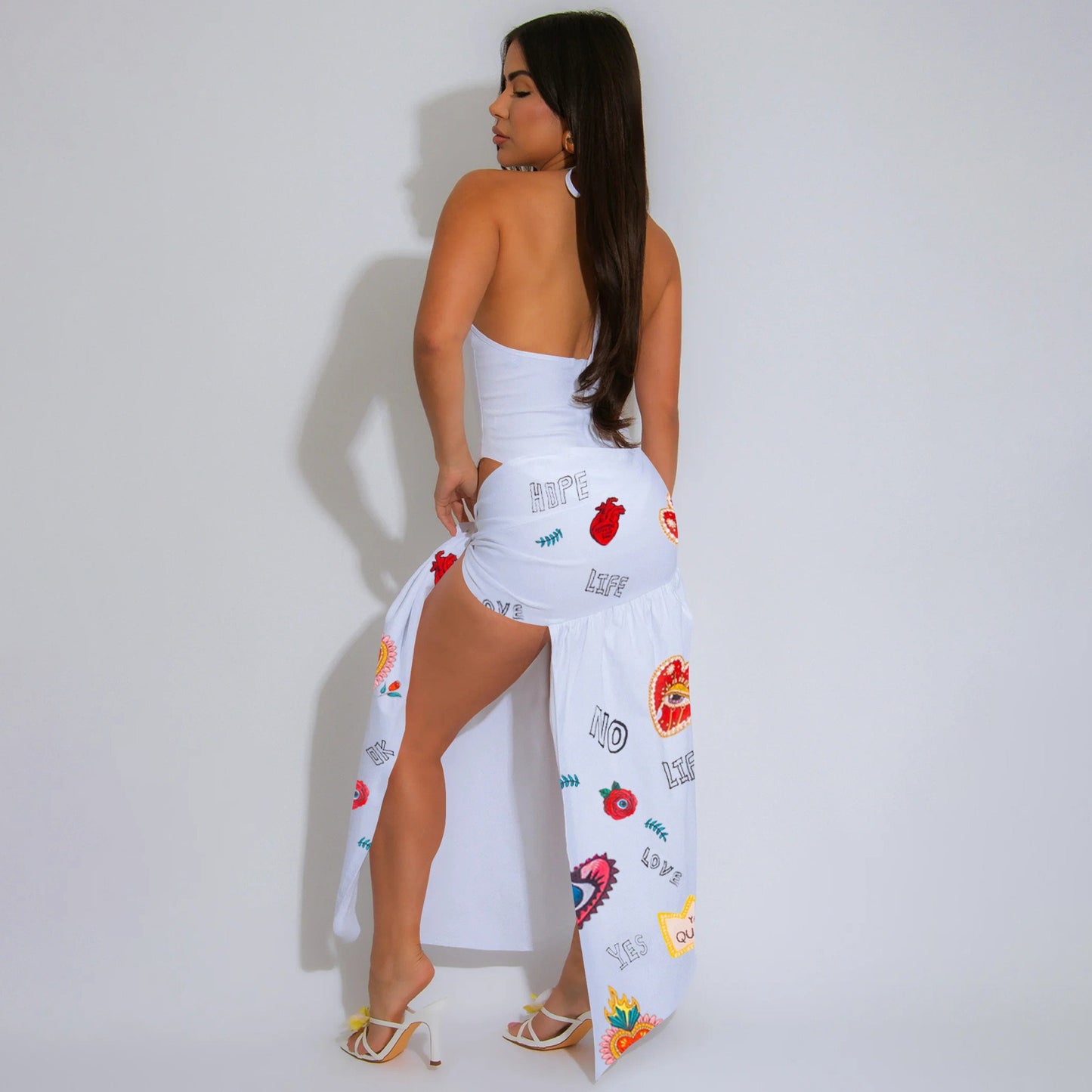 Personalized printed knotted dress